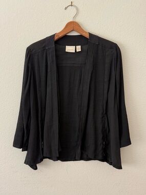 Chico's Black Open-Front Semi Sheer Draped Cardigan